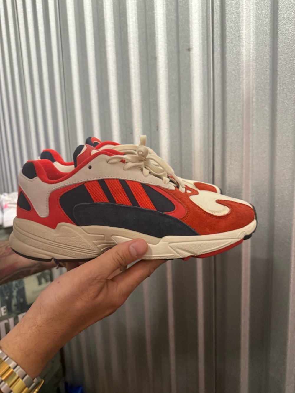 adidas Chunky Runner Sneakers in Red, Navy & Cream